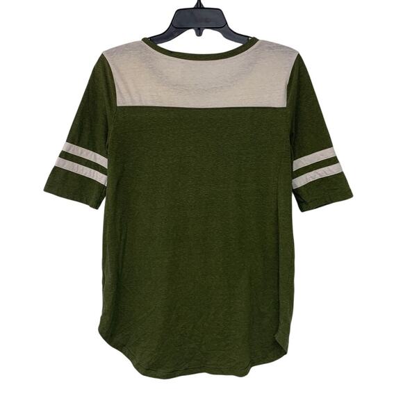 Upcycled Hand Printed Womens Medium Beach Please Crew Neck White Stripe Tee - Picture 4 of 5